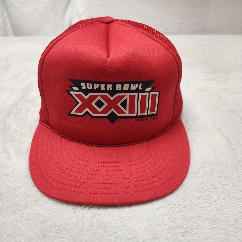 Vintage 90s Super Bowl XXIII 23‎ Hat Cap Strap Back Red Football Winston 49ers
